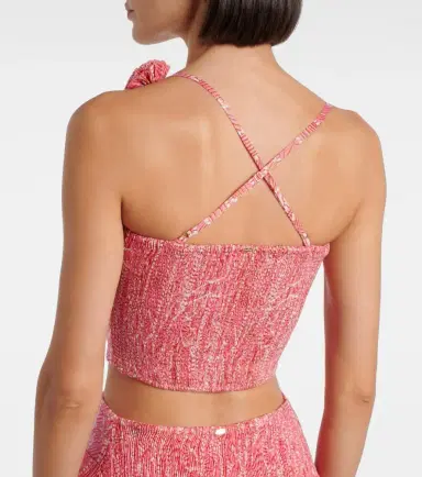 Poupette St Barth Palmire printed cotton-blend crop top | Thumbnail 3