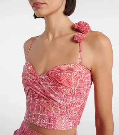 Poupette St Barth Palmire printed cotton-blend crop top | Thumbnail 4