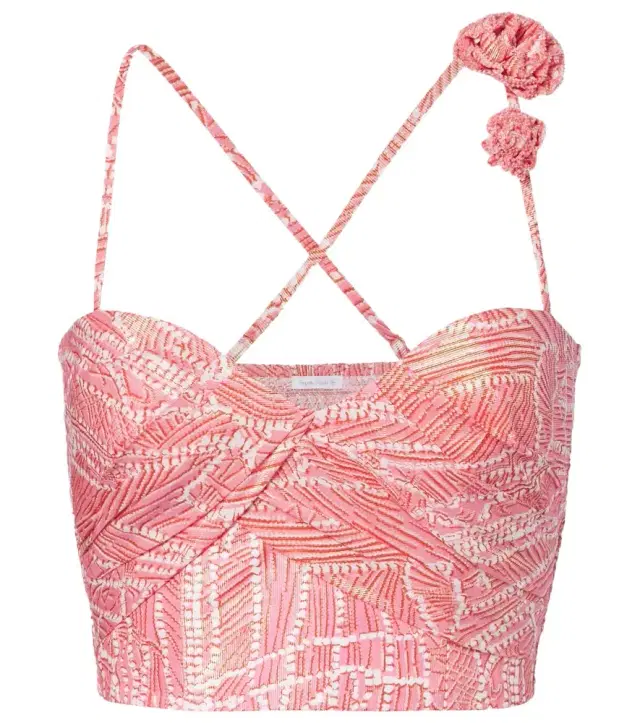 Palmire printed cotton-blend crop top