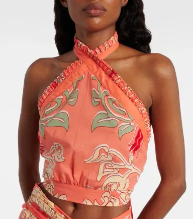 Poupette St Barth Suma printed cotton crop top | Thumbnail 5