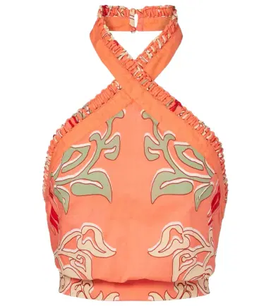 Poupette St Barth Suma printed cotton crop top | Thumbnail 1