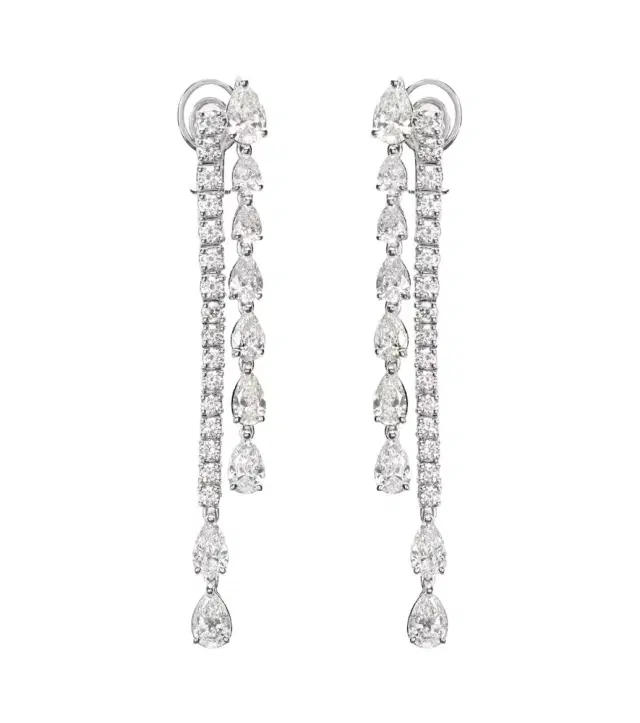 Bucherer Fine Jewellery Diamond Twist 18kt white gold drop earrings with diamonds