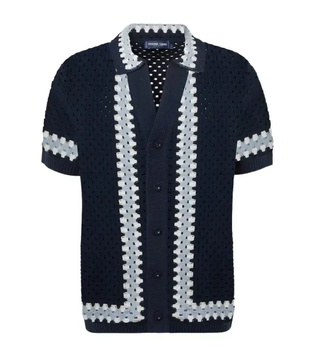 Frescobol Carioca Pinto crochet cotton bowling shirt