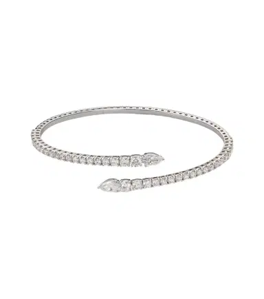 Bucherer Fine Jewellery Classics Twist 18kt white gold bangle with diamonds | Thumbnail 1 Bucherer Fine Jewellery Classics Twist 18kt white gold bangle with diamonds | Thumbnail 1