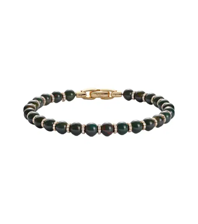 David Yurman Spiritual Beads 18kt gold bracelet with bloodstones and diamonds
