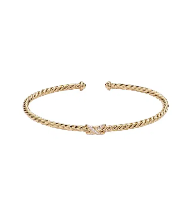 David Yurman Cablespira Flex X Micro 18kt gold cuff bracelet with diamonds