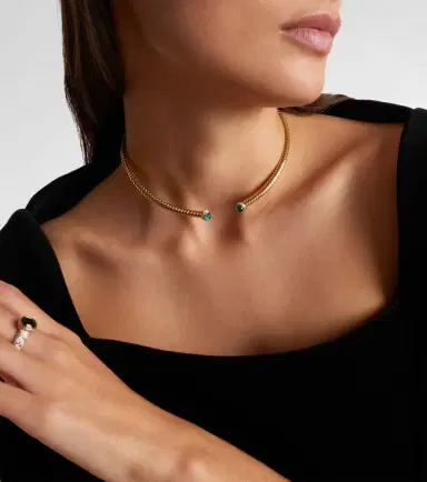 Marina B Trisolina 18kt gold necklace with emeralds and diamonds | Thumbnail 3