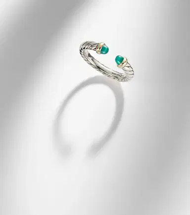 David Yurman Cable Collectibles Petite Cable sterling silver ring with onyx | Thumbnail 5