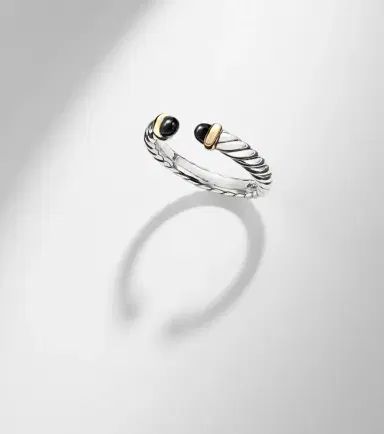 David Yurman Cable Collectibles Petite Cable sterling silver ring with onyx | Thumbnail 5
