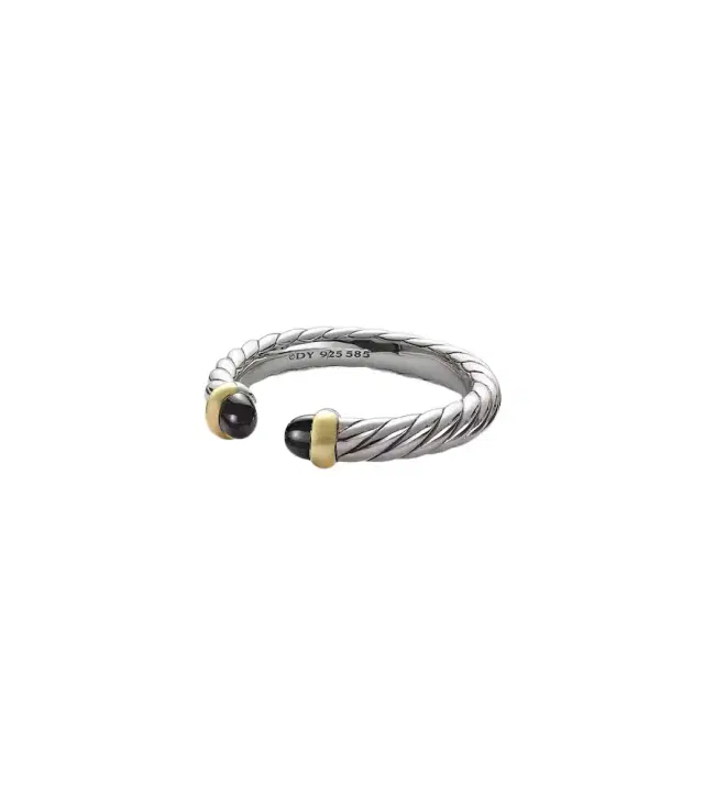 David Yurman Cable Collectibles Petite Cable sterling silver ring with onyx