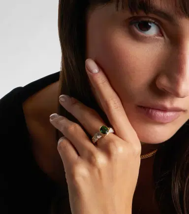 Marina B Ondine 18kt yellow gold ring with diamonds and green tourmaline | Thumbnail 4 Marina B Ondine 18kt yellow gold ring with diamonds and green tourmaline | Thumbnail 4