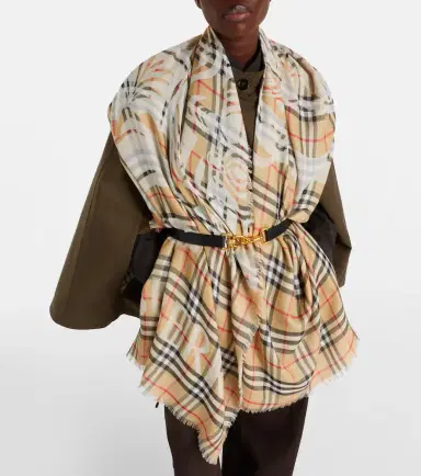 Burberry EKD  Check wool and silk scarf | Thumbnail 4