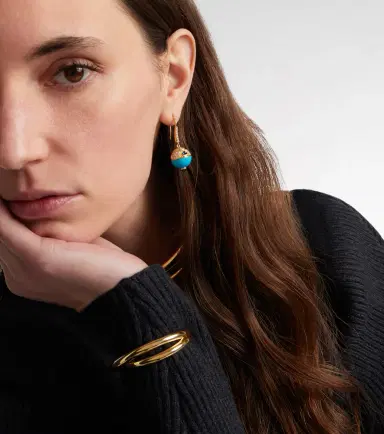 Marina B 18kt gold earrings with turquoise, sapphire, and diamonds | Thumbnail 2 Marina B 18kt gold earrings with turquoise, sapphire, and diamonds | Thumbnail 2