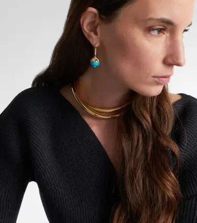 Marina B 18kt gold earrings with turquoise, sapphire, and diamonds | Thumbnail 3 Marina B 18kt gold earrings with turquoise, sapphire, and diamonds | Thumbnail 3