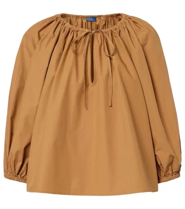 Polo Ralph Lauren Gathered cotton poplin blouse
