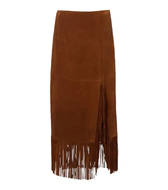Polo Ralph Lauren Fringed suede midi skirt