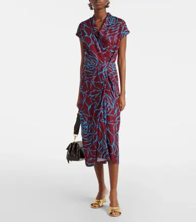 Dries Van Noten Printed satin midi dress | Thumbnail 3