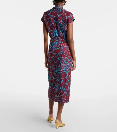 Dries Van Noten Printed satin midi dress | Thumbnail 4