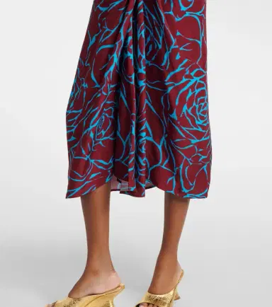 Dries Van Noten Printed satin midi dress | Thumbnail 5
