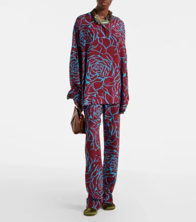 Dries Van Noten Floral jersey straight pants | Thumbnail 2