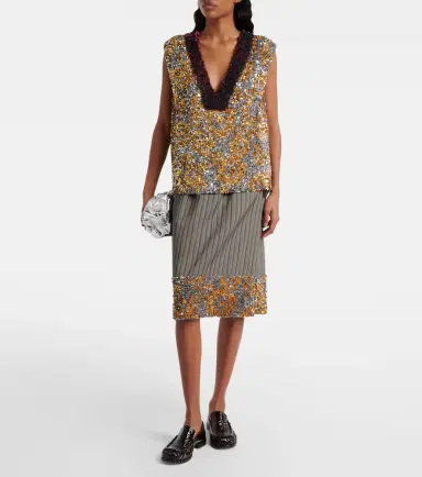 Dries Van Noten Sequined striped midi skirt | Thumbnail 3