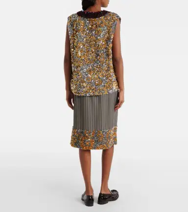 Dries Van Noten Sequined striped midi skirt | Thumbnail 4