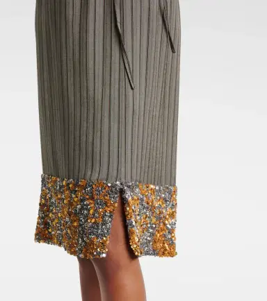 Dries Van Noten Sequined striped midi skirt | Thumbnail 6