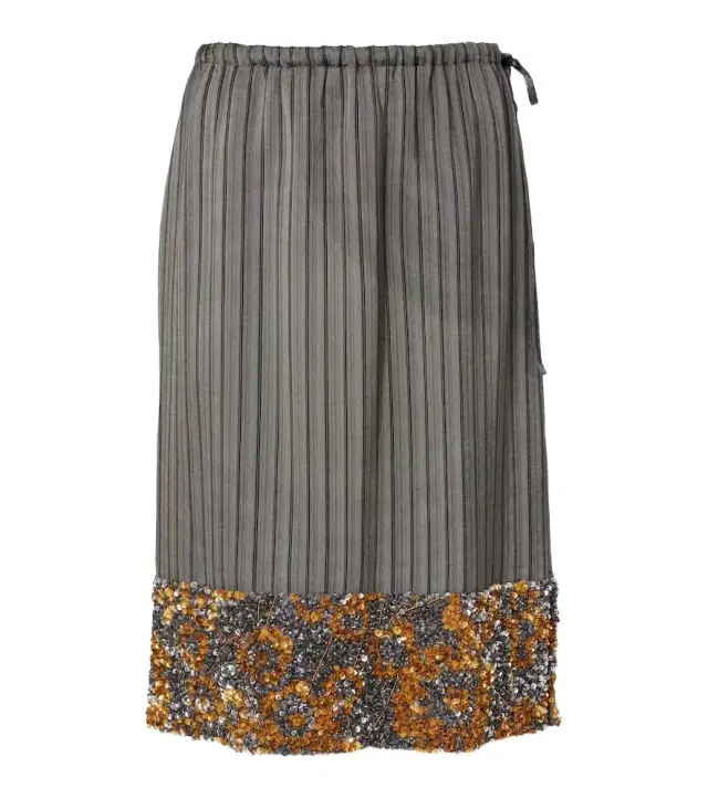 Dries Van Noten Sequined striped midi skirt