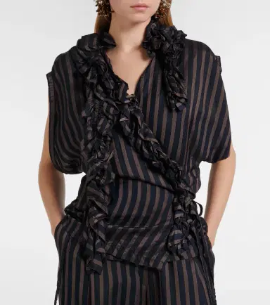 Dries Van Noten Ruffled striped top | Thumbnail 6