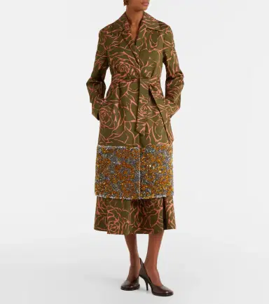 Dries Van Noten Floral sequined cotton wrap coat | Thumbnail 4