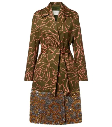 Dries Van Noten Floral sequined cotton wrap coat | Thumbnail 1