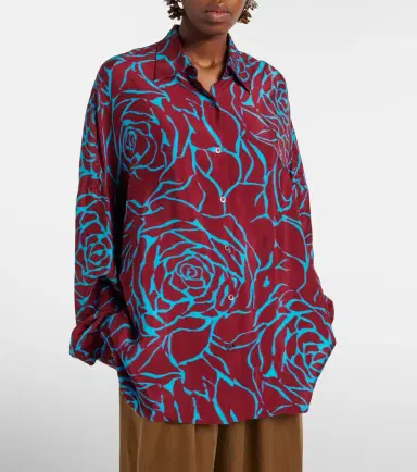 Dries Van Noten Printed oversized satin shirt | Thumbnail 3