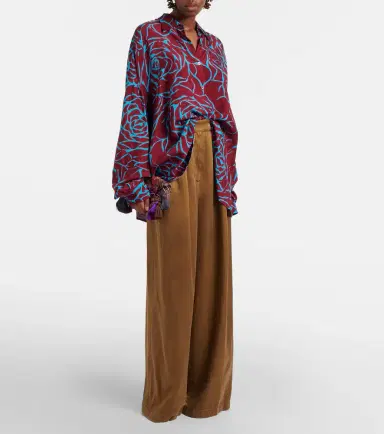 Dries Van Noten Printed oversized satin shirt | Thumbnail 4