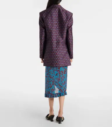 Dries Van Noten Printed draped ruffled midi skirt | Thumbnail 3