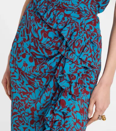 Dries Van Noten Printed draped ruffled midi skirt | Thumbnail 4