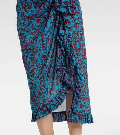 Dries Van Noten Printed draped ruffled midi skirt | Thumbnail 5