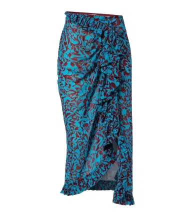 Dries Van Noten Printed draped ruffled midi skirt | Thumbnail 1