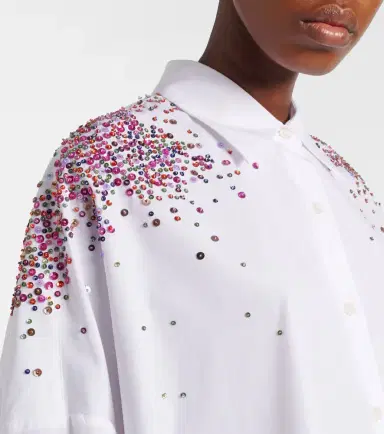 Dries Van Noten Oversized sequined cotton shirt | Thumbnail 2