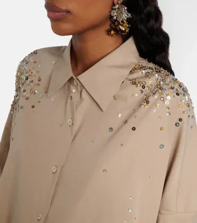 Dries Van Noten Sequined oversized cotton shirt | Thumbnail 2