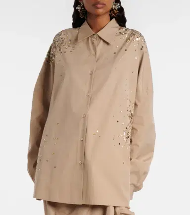 Dries Van Noten Sequined oversized cotton shirt | Thumbnail 3