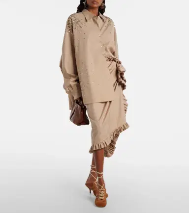 Dries Van Noten Sequined oversized cotton shirt | Thumbnail 5