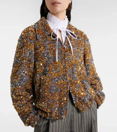Dries Van Noten Sequined blouson jacket | Thumbnail 4 Dries Van Noten Sequined blouson jacket | Thumbnail 4
