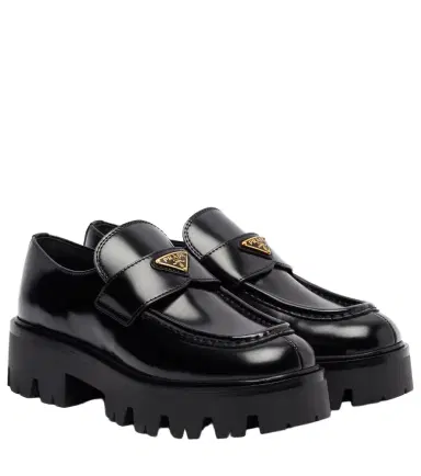 Prada Logo leather platform loafers | Thumbnail 1 Prada Logo leather platform loafers | Thumbnail 1