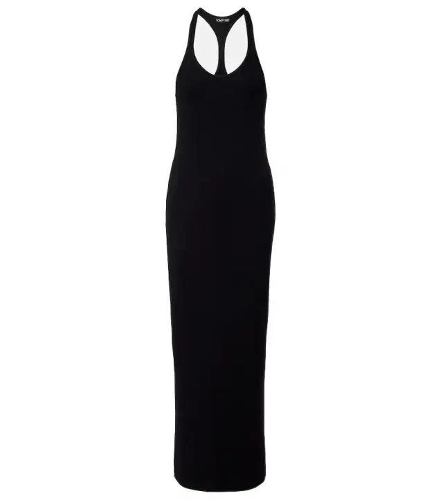 Tom Ford Ribbed-knit halterneck jersey maxi dress