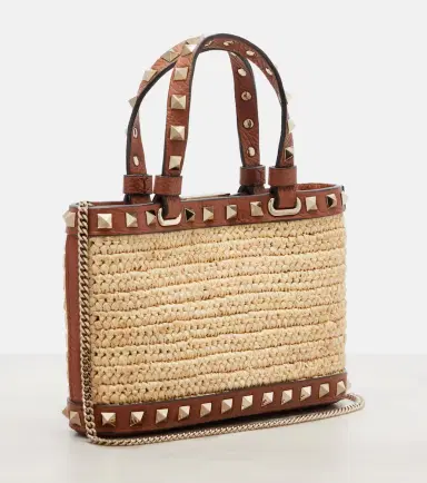 Valentino Garavani Rockstud Mini raffia tote bag | Thumbnail 3 Valentino Garavani Rockstud Mini raffia tote bag | Thumbnail 3