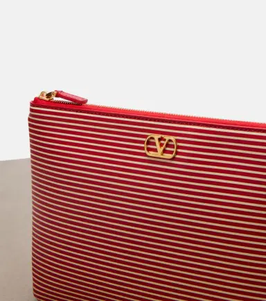 Valentino Garavani VLogo striped leather pouch | Thumbnail 3 Valentino Garavani VLogo striped leather pouch | Thumbnail 3