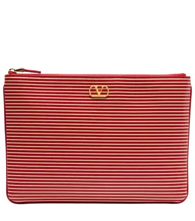 Valentino Garavani VLogo striped leather pouch | Thumbnail 1 Valentino Garavani VLogo striped leather pouch | Thumbnail 1