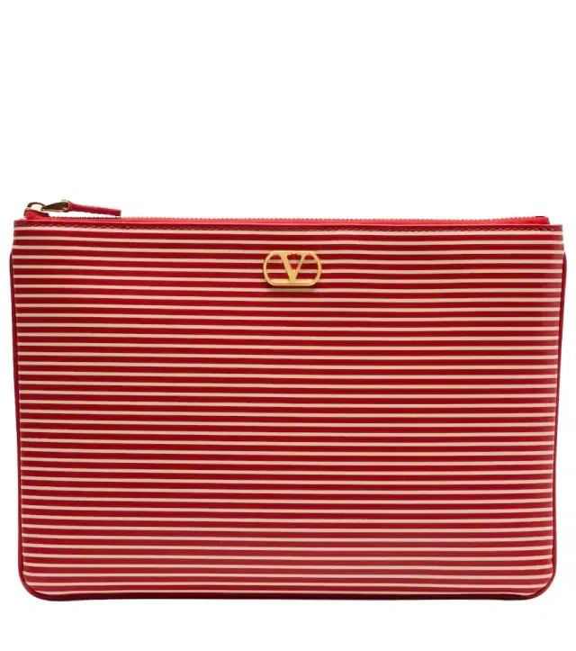Valentino Garavani VLogo striped leather pouch