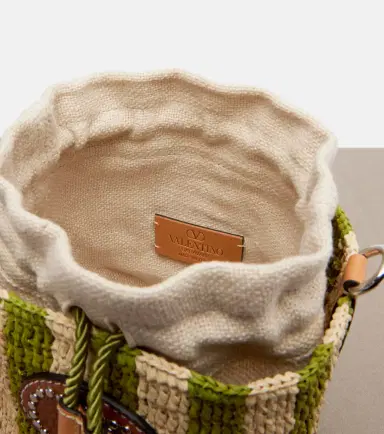 Valentino Garavani VLogo Mini striped raffia crossbody bag | Thumbnail 2 Valentino Garavani VLogo Mini striped raffia crossbody bag | Thumbnail 2