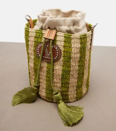 Valentino Garavani VLogo Mini striped raffia crossbody bag | Thumbnail 4 Valentino Garavani VLogo Mini striped raffia crossbody bag | Thumbnail 4